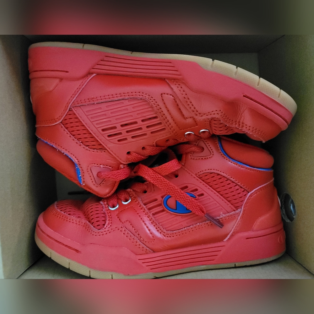 LIKE NEW Champion 3 ON 3 DP High Top Basketball Shoes Red Unisex Child Sz 13